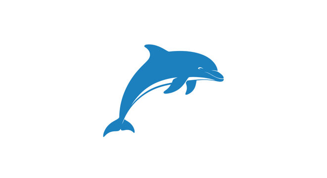 A vibrant blue dolphin leaping gracefully against a clean white backdrop no comma at the end