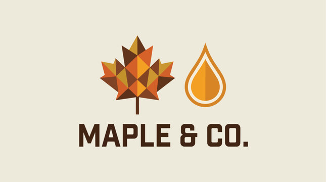 Maple syrup logo with leaf.