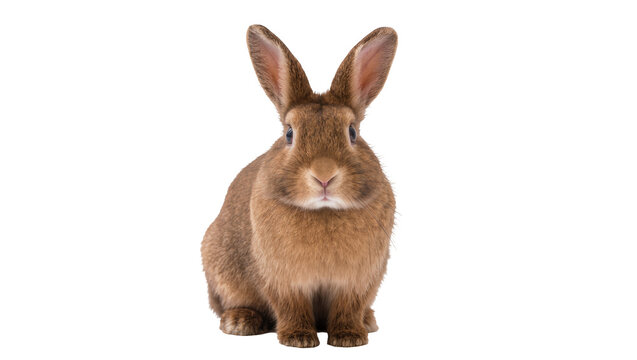 Brown Rex Rabbit Sitting Facing Camera with Upright Ears