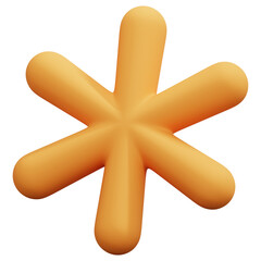 Fototapeta premium 3D Orange Abstract Thick Asterisk Star Shape