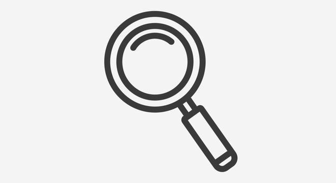 Magnifying glass icon on white background, symbol of search and investigation concept