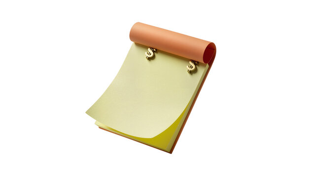 Lime green notepad with dollar signs clipped to pages