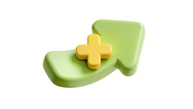 Lime Green Medical Plus Sign Object with Yellow Center