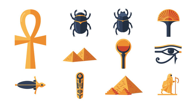 Egyptian ancient symbols and icons.