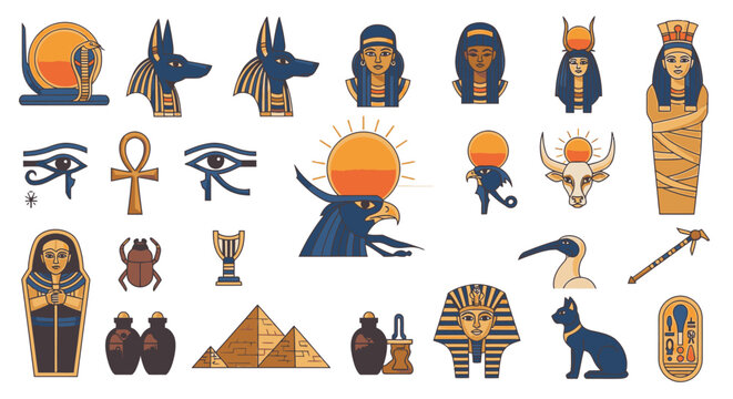 Egyptian ancient symbols and icons.