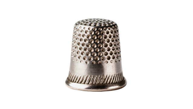 Vintage silver thimble with perforated pattern and ridged edge