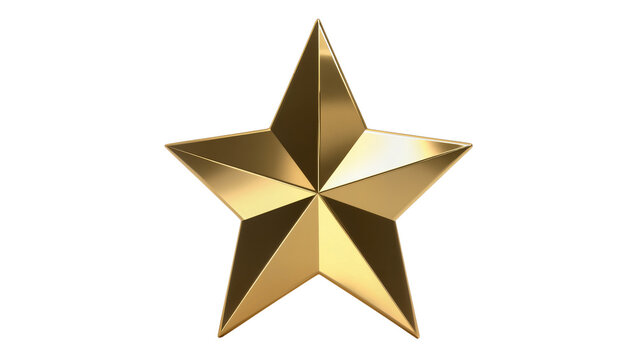 Shiny golden metallic star emblem with three dimensional form