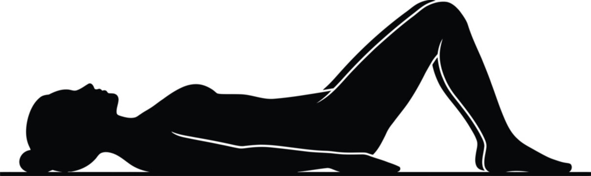 Woman performing a bridge exercise lying on her back with bent knees