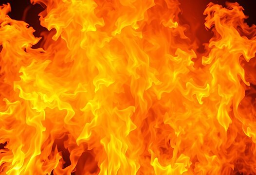 Intense orange and yellow flames engulfing the background, creating a fiery inferno,  hellfire,  flames