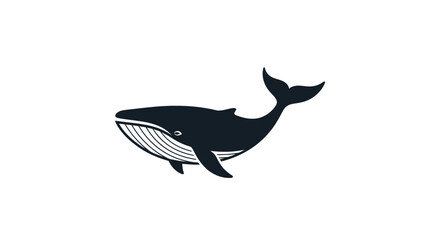 Obraz premium Minimalist Silhouette of a Majestic Whale Against a Pure White Background Illustration