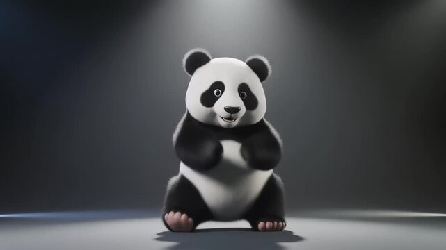 3d panda bear with bamboo