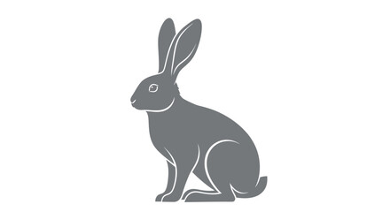 Obraz premium Silhouette illustration of a sitting rabbit rendered in shades of grey against a white background