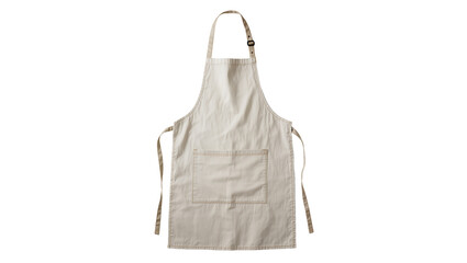 Beige Cotton Apron with Pocket and Neck Loop