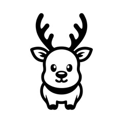 Logo con dibujo minimalista con líneas de un joven caribú o ciervo visto de frente  © teracreonte