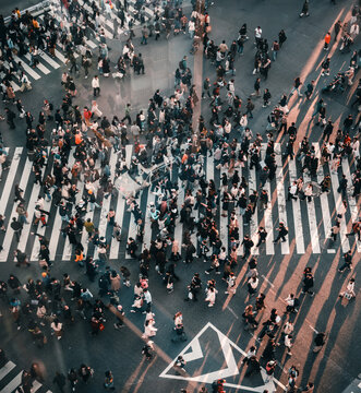 Tokyo, Japan: busy Shibuya intersection
