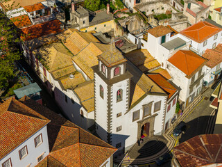 St. Peter’s Church, Funchal, Madeira, a historic Catholic church surrounded by colorful rooftops in the vibrant city center.