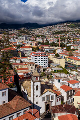 St. Peter’s Church, Funchal, Madeira, a historic Catholic church surrounded by colorful rooftops in the vibrant city center.