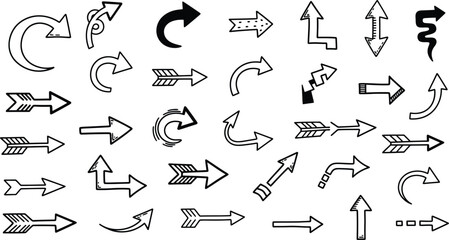 Fototapeta premium Collection of diverse black and white arrows a visual guide to directional indicators