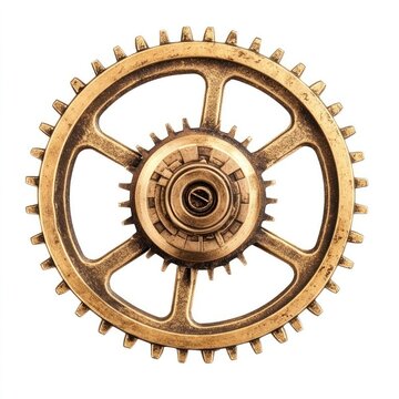 Old vintage brass gear industrial mechanical mechanism.