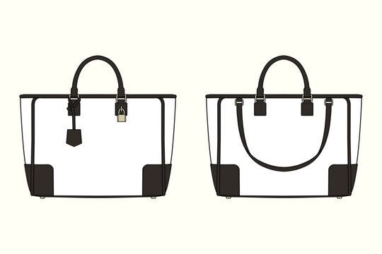 Classic Paneled Executive Tote Bag Technical Fashion Flat Sketch