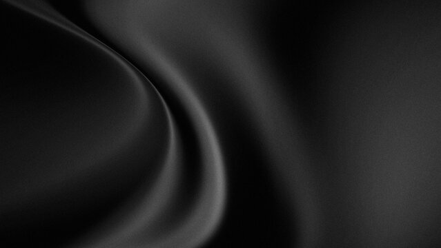 very soft silvery gray gradient silk or satin fabric drape on a luxury black background