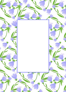 Postcard template with violet flowers
