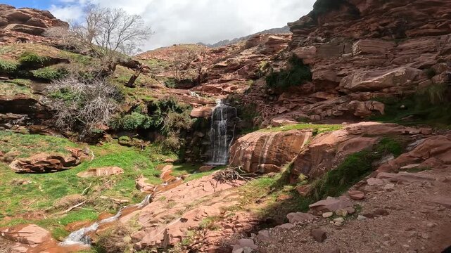 waterfall in the Mount of Plateau Yagour I Road Ourika I Atlas Mountains I Morocco