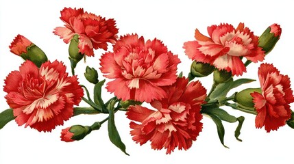 Naklejka premium Vibrant red carnation blossoms