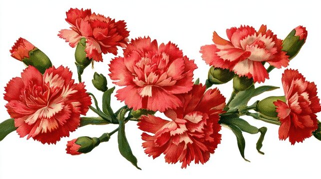 Vibrant red carnation blossoms
