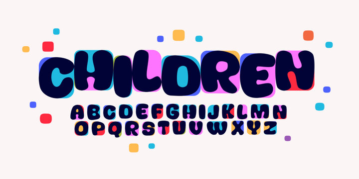 Bold Round Font Logo Alphabet Children Type Color Letter Set Modern Typography, Creative Typographic Design for Title Text, Typo Poster Headline, Type Symbol Logotype, Bubble Fonts. Vector Typeface