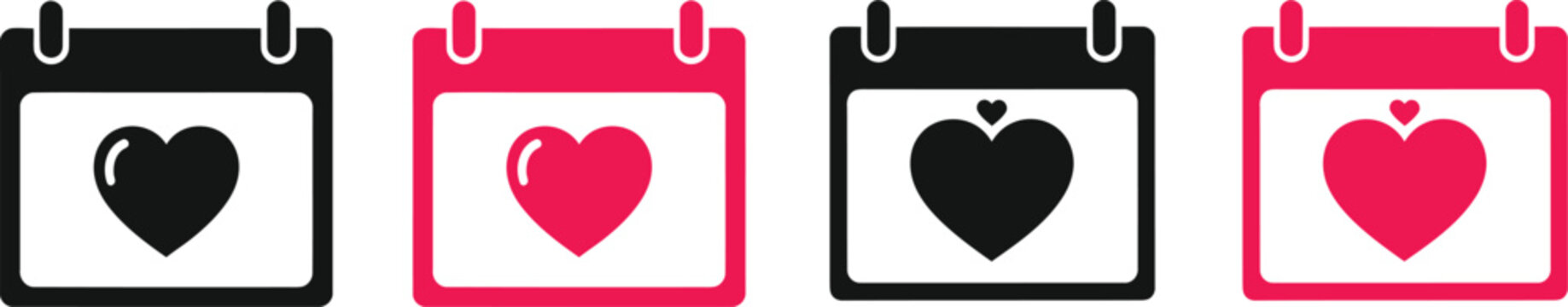 Four playing cards hearts suit displayed