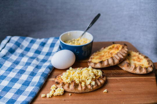 Traditional karelian pasties with egg butter