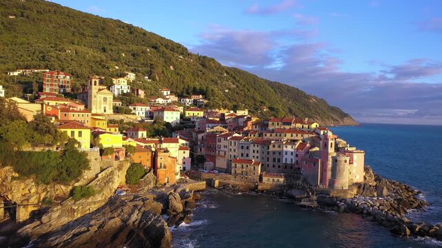 Amazing view from the sky of the Cinque Terre Italy