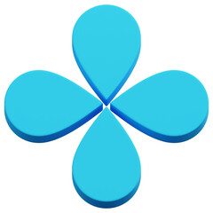 Naklejka premium 3D Light Blue Abstract Rounded Four Petal Shape With Symmetrical Teardrop Forms