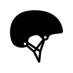 Fototapeta premium Skateboard, roller skating black helmet vector icon. Skate helmet illustration.