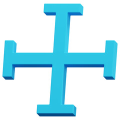 Obraz premium 3D Light Blue Abstract Solid Plus Cross Shape
