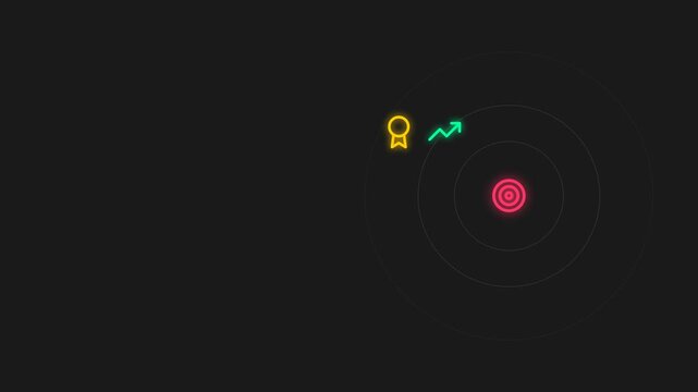 Financial technology charting success with a target goal and upward trend indicator, abstract digital growth concept in 4K
