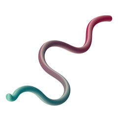Fototapeta premium A macro closeup of a wild red and brown cobra reptile isolated on a white background, captured as an abstract nature serpent resembling a large earthworm in the wildlife