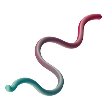 A macro closeup of a wild red and brown cobra reptile isolated on a white background, captured as an abstract nature serpent resembling a large earthworm in the wildlife