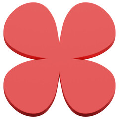 Fototapeta premium 3D Red Abstract Smooth Four Petal Shape
