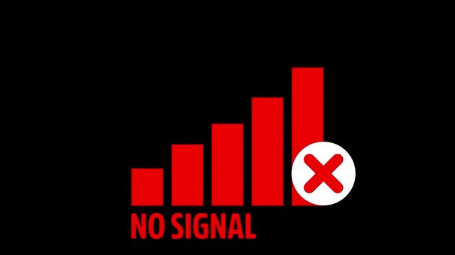 Connectivity signal lost icon animation inside red color digital disconnection communication disruption issue animation on transparent background background in 4K animation with alpha channel