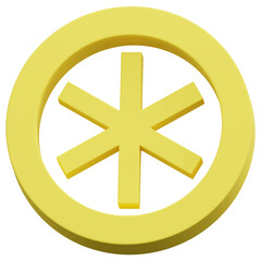 Obraz premium 3D Yellow Abstract Ring Asterisk Symbol Shape