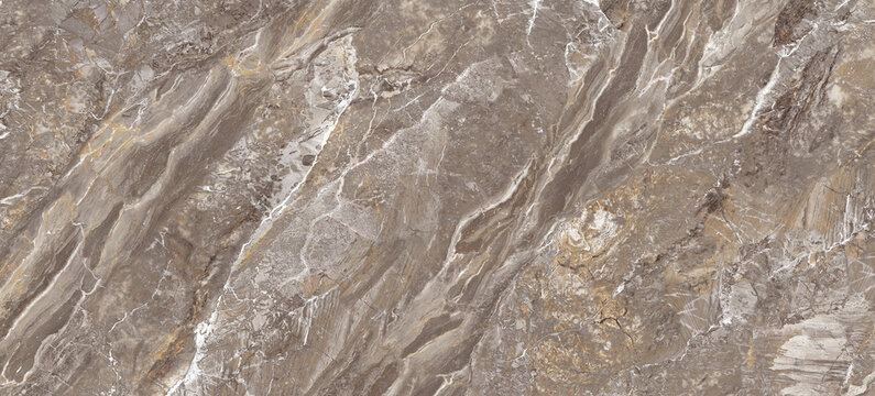 Polished brown marble texture with white veins, natural stone slab background, luxury granite surface for interior design and architectural flooring
