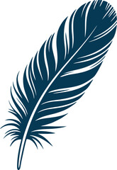Fototapeta premium Single dark blue feather with detailed texture and natural curve
