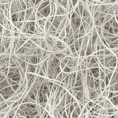 Obraz premium Detailed view of white fibers tangled together on a flat surface in bright light during daytime