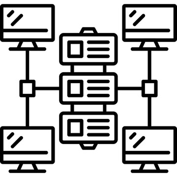Computing Cluster Outline Icon