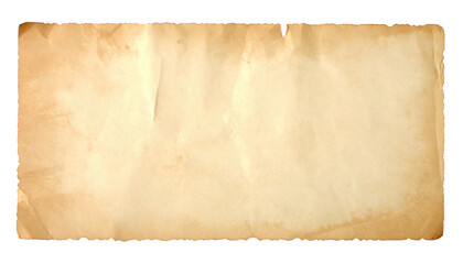 Altes vergilbtes Pergamentpapier mit zerrissenen Kanten und antiker Textur als isolierter Hintergrund für kreative Designprojekte und Collagen.