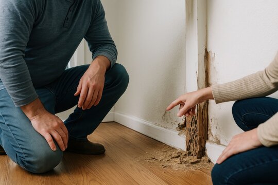 Termite damage inspection process.