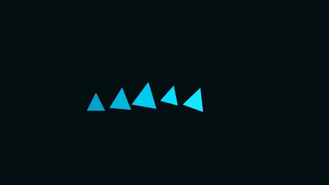 Minimalist blue triangle animation, geometric motion graphics on black background, abstract digital loading element for video transition