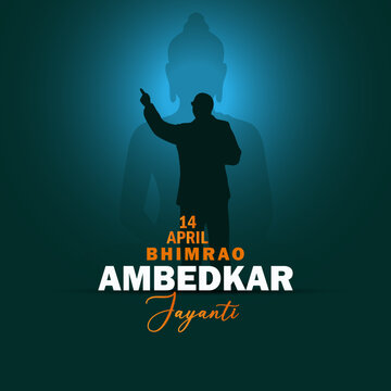 Ambedkar Jayanti Celebration Poster with Dr. B.R. Ambedkar Silhouette and Lord Buddha Background